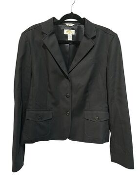 Talbots Black Stretch Blazer Cropped Tailored Size 14 Classic Chic